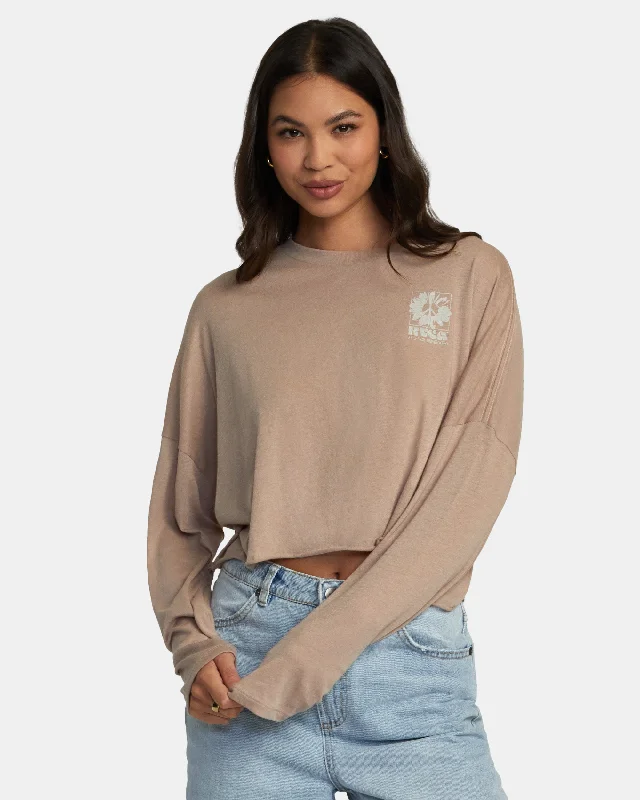 Luau Vista Long Sleeve Tee - Warm Taupe