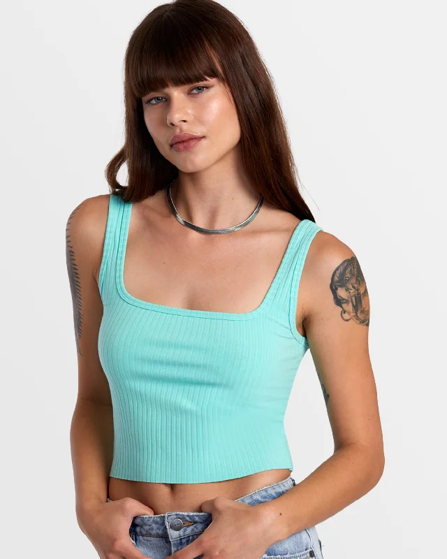 Slate Ribbed Tank Top - Ice Green