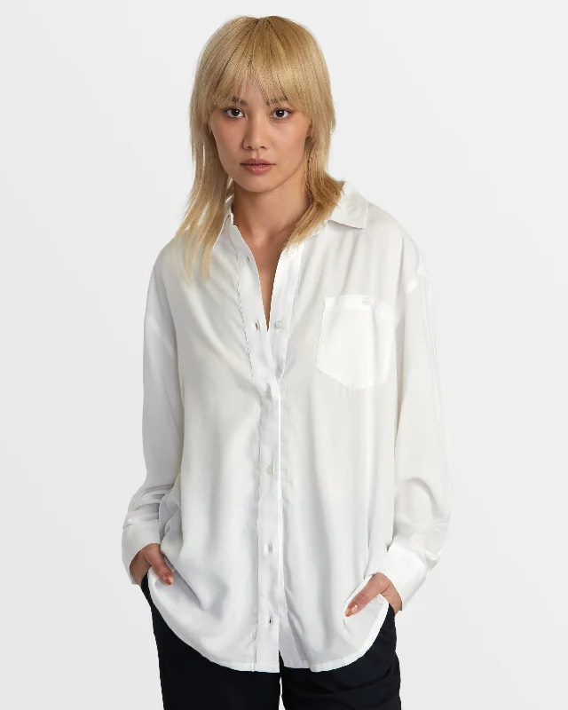 Showdown Button Up Top - Whisper White