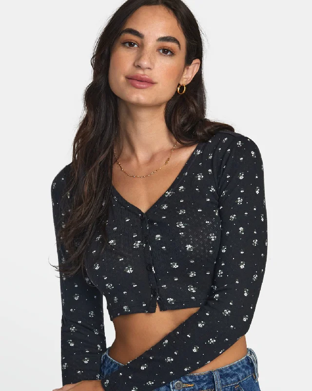 Homecoming Pointelle Long Sleeve Top - RVCA Black