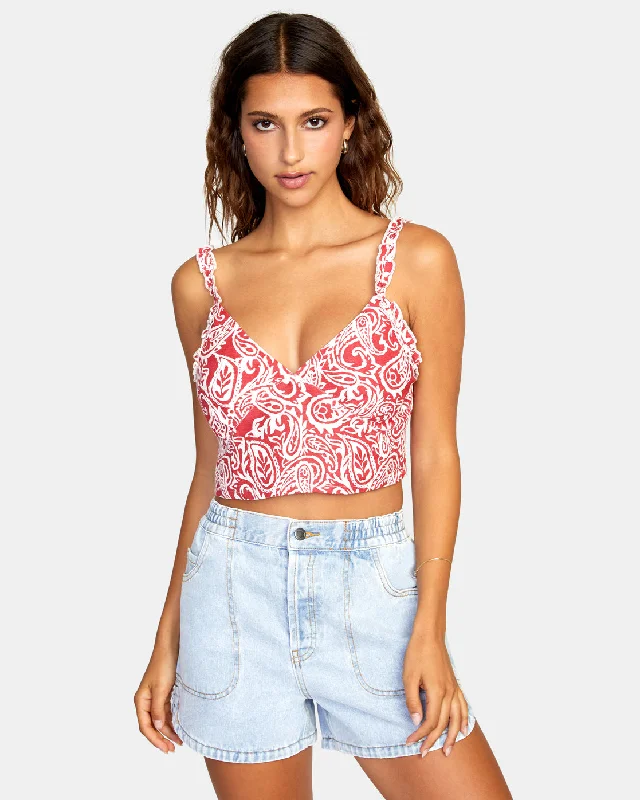 Sweetheart Cropped Tank Top - Red Earth