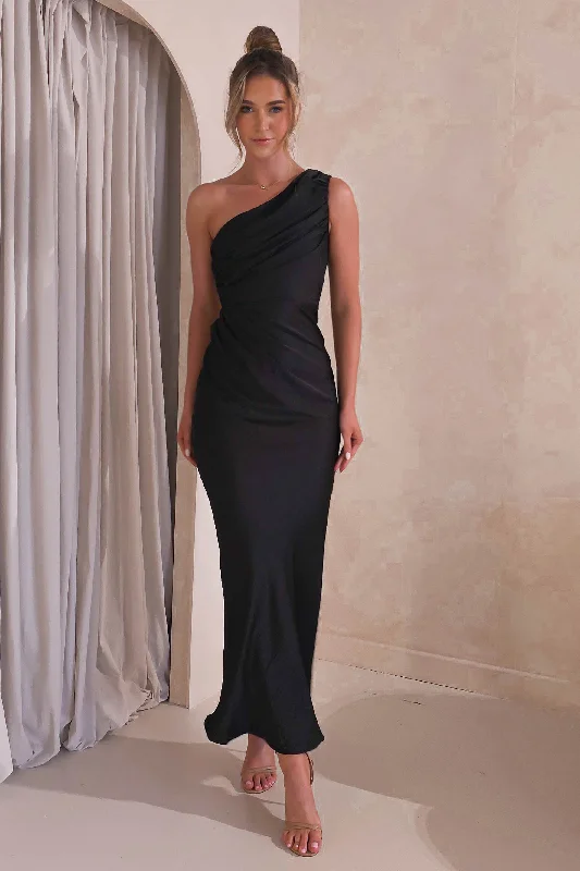 Ansel One Shoulder Maxi Dress | Black