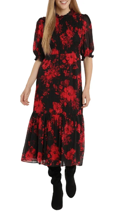 London Times T6020M - Floral Printed Flowy Dress