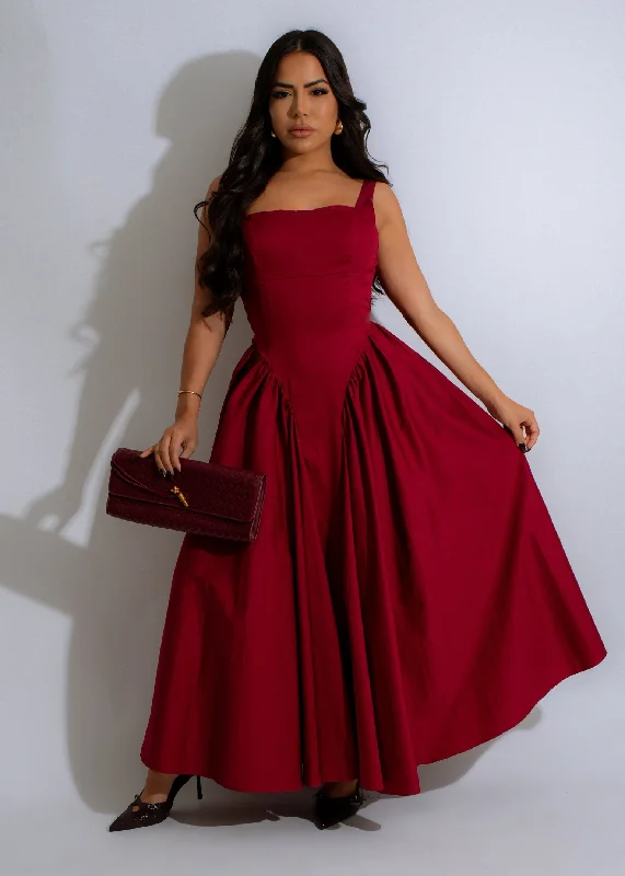 Whispering Rose Maxi Dress Red