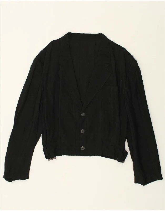 VINTAGE Womens 3 Button Blazer Jacket IT 52 2XL Black Striped