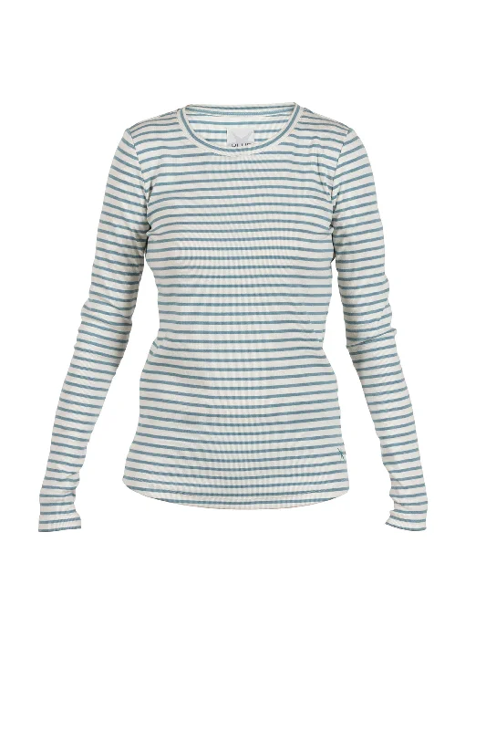 Ditte Striped LS Rib Tee - Dark Ice Blue/Ecru