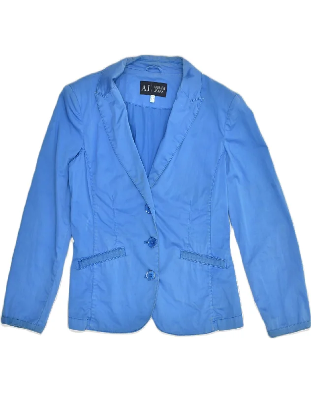 ARMANI JEANS Womens 3 Button Blazer Jacket EU 44 XL  Blue Cotton