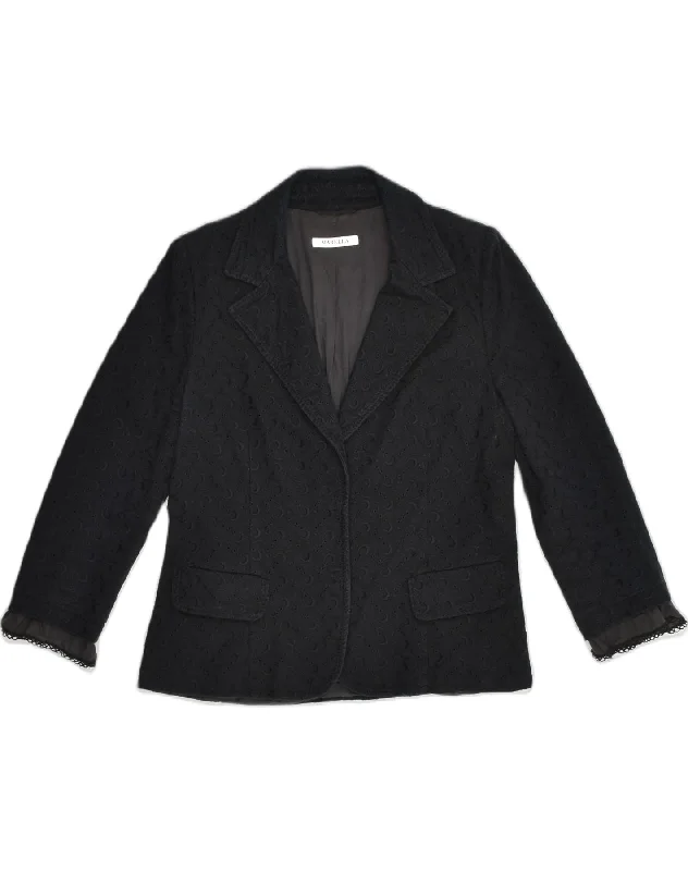 MARELLA Womens 3/4 Sleeve Blazer Jacket UK 16 Large Black Cotton