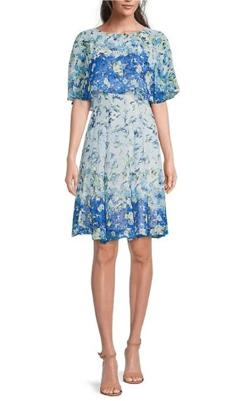 Maison Tara 30474MA - Floral Jewel Neck Cocktail Dress