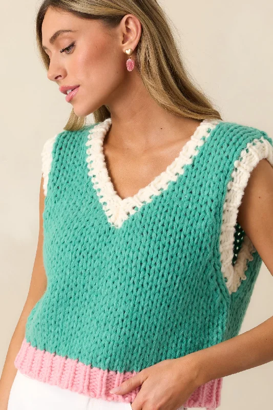 Sports Fan Green Knit Sweater Tank Top