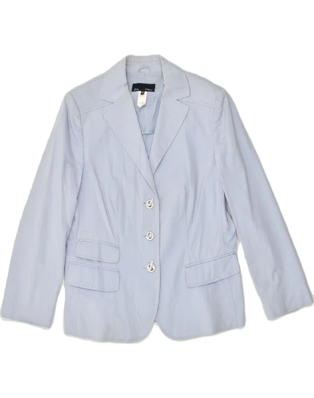 LES COPAINS Womens 3 Button Blazer Jacket IT 48 XL Blue Cotton