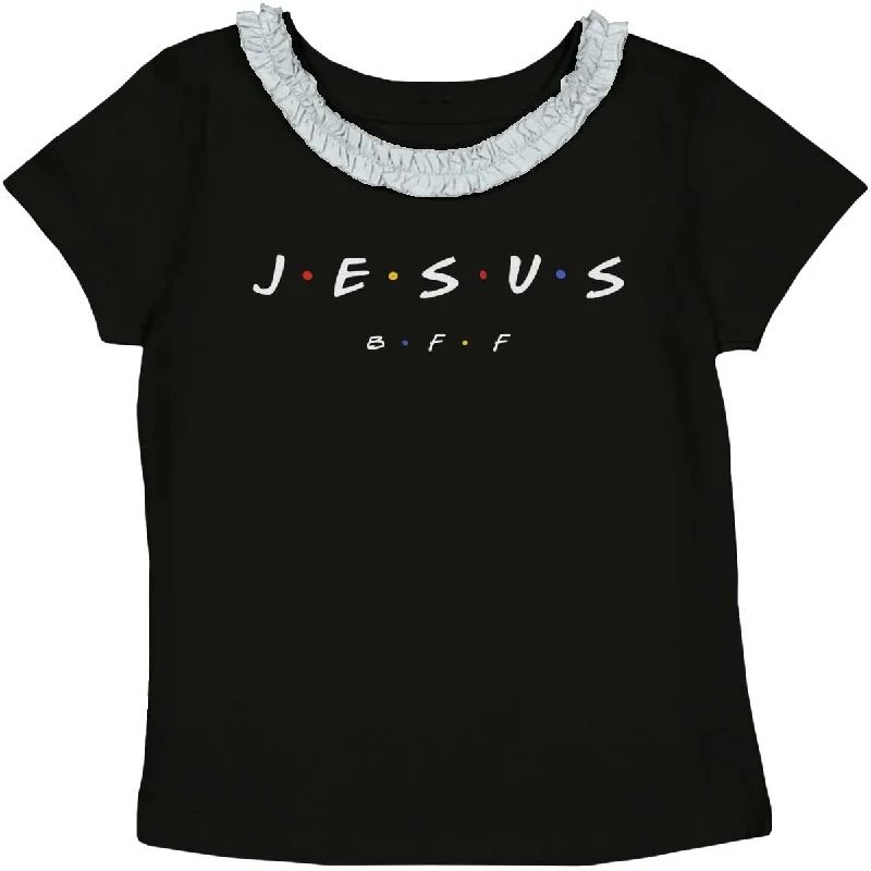 Jesus Christ BFF Toddler Ruffled Trim T-Shirt