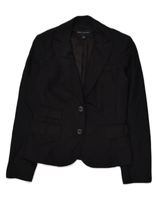 BANANA REPUBLIC Womens 2 Button Blazer Jacket US 4 Small Black Cotton