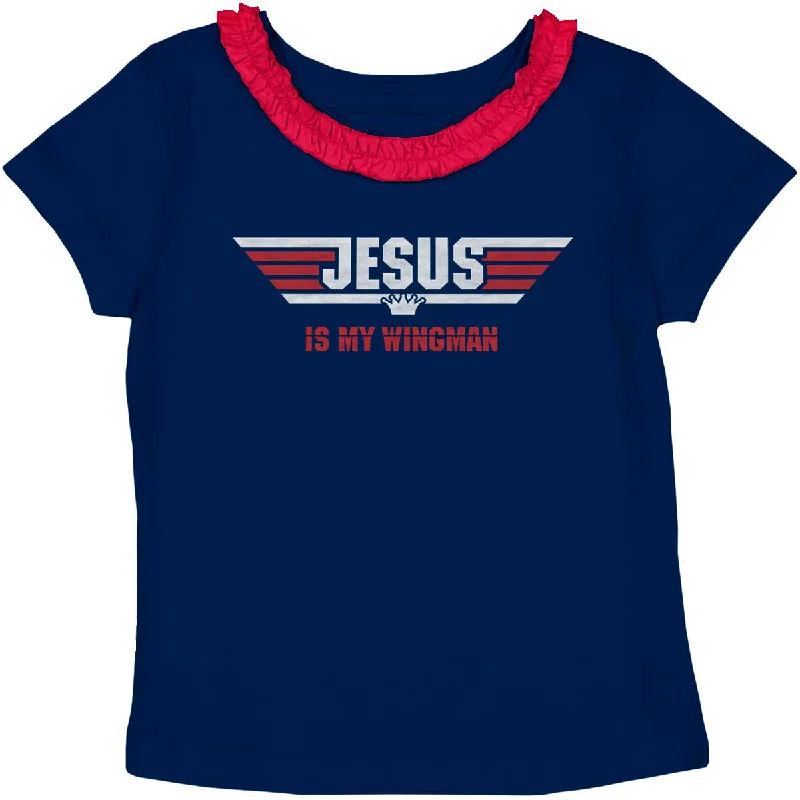 Jesus Is My Wingman Toddler Ruffled Trim T-Shirt