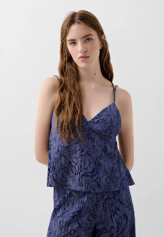 TOP EM JACQUARD DE ALÇAS CRUZADAS