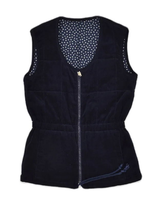 BETTY BARCLAY Womens Reversible Gilet EU 34 XS Navy Blue Cotton