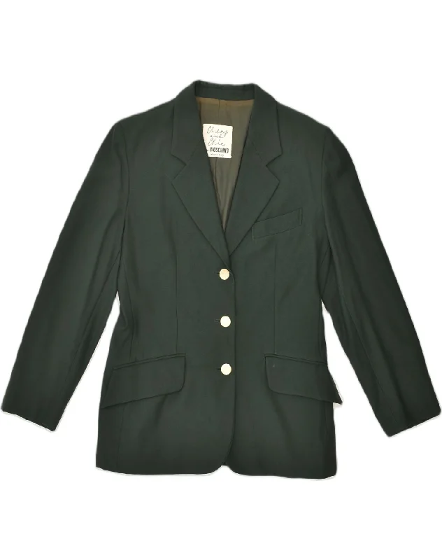 MOSCHINO Womens 3 Button Blazer Jacket UK 14 Large Green