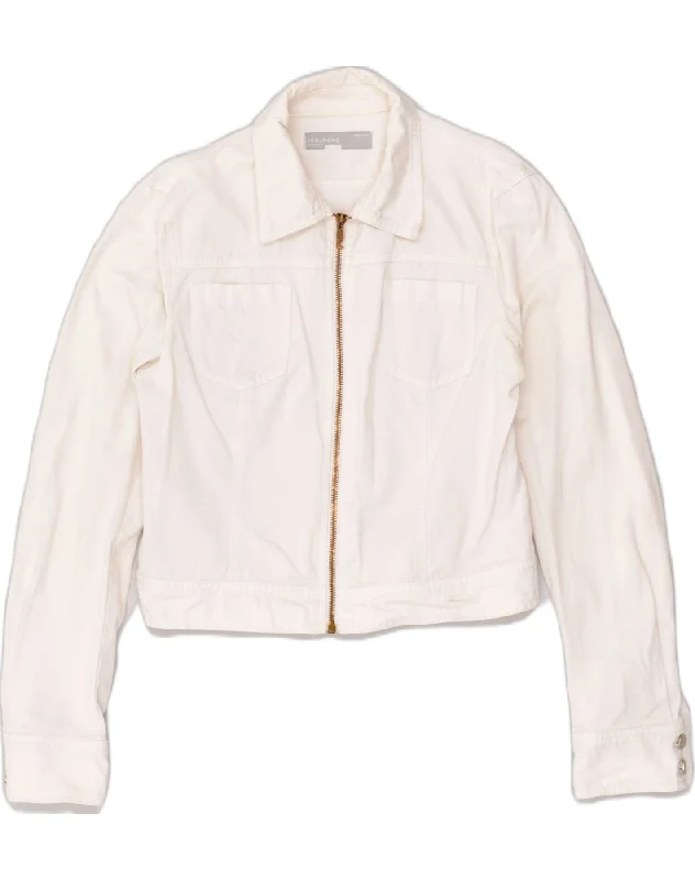 ICEBERG Womens Bomber Jacket IT 44 Medium White Cotton