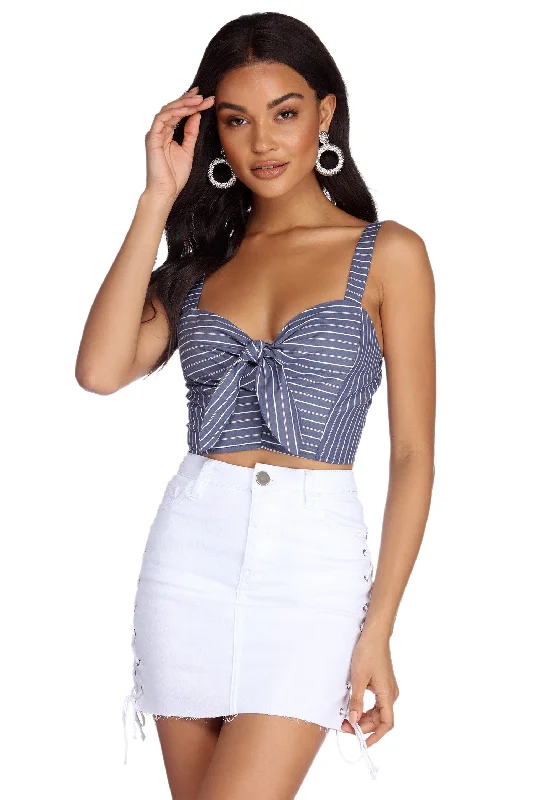 Tied In Pinstripes Crop Top