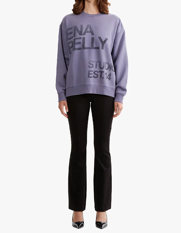 Lola Oversized Sweater Stamped Logo - Dark Iris