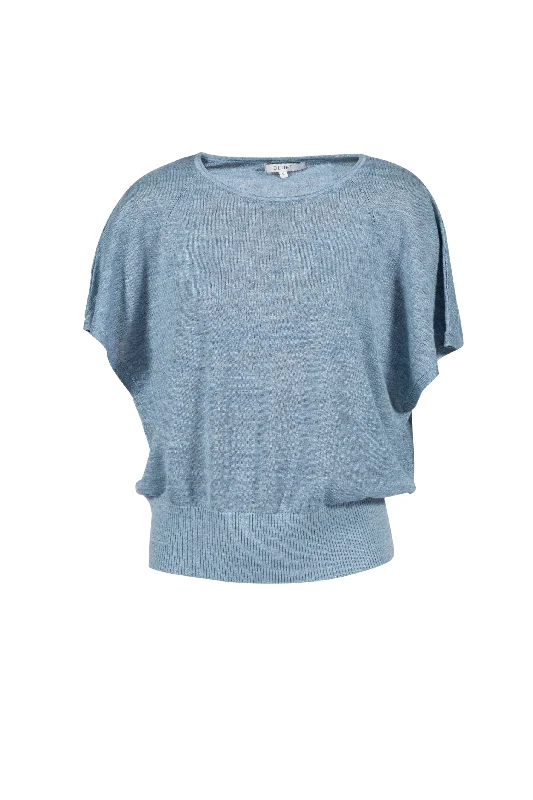 Asta linen Knit short sleeve - Ashley Blue melange