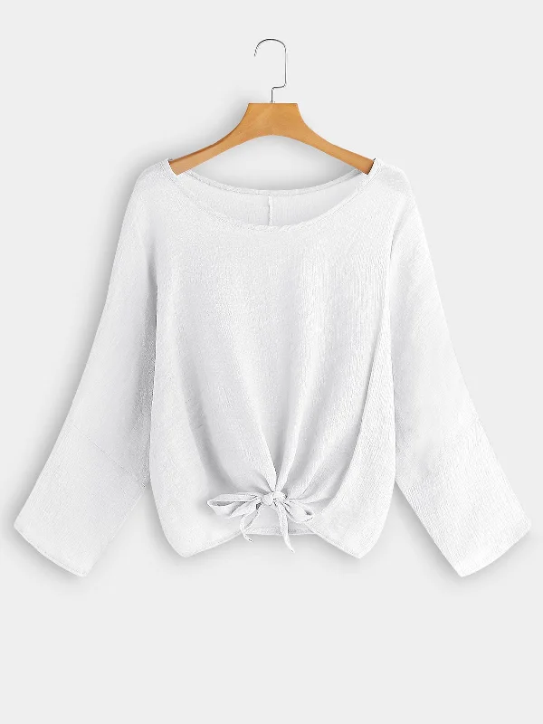 Custom Round Neck Long Sleeve White Tee