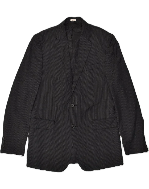 CALVIN KLEIN Womens 2 Button Blazer Jacket UK 38 Medium Black Pinstripe