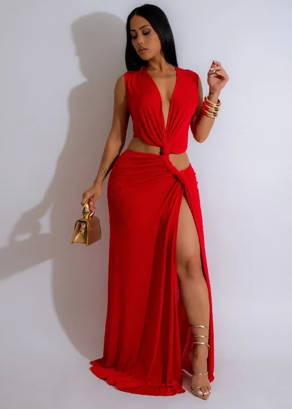 Scarlet Passion Maxi Dress Red