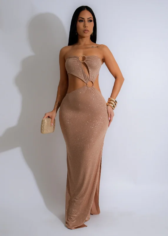 Starlit Temptation Sparkle Maxi Dress Nude