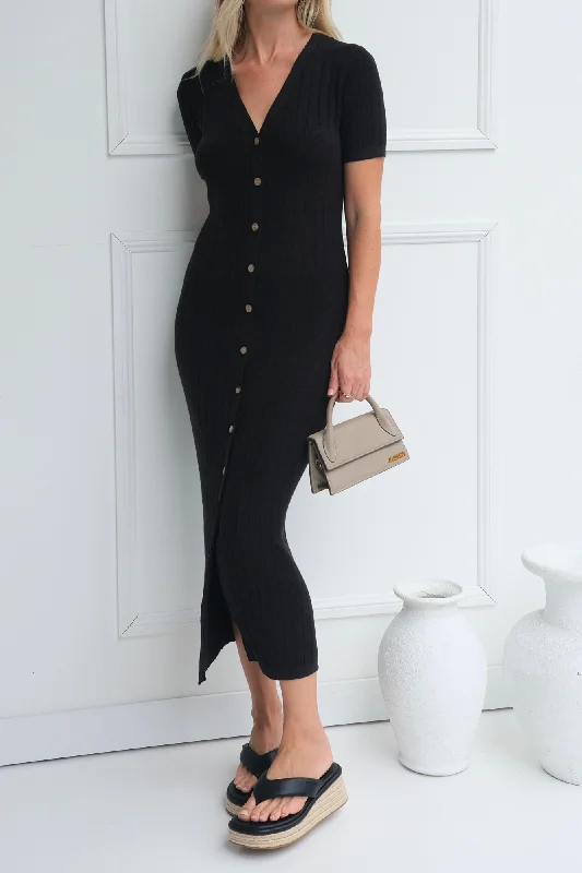 VIENNA KNIT DRESS - Black