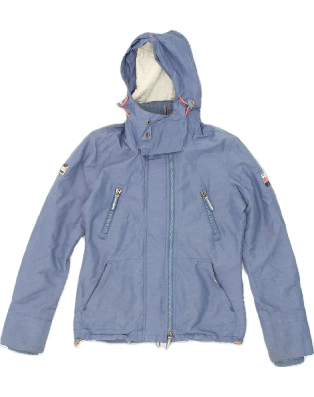 SUPERDRY Womens The Windyachter Hooded Windbreaker Jacket UK 10 Small Blue