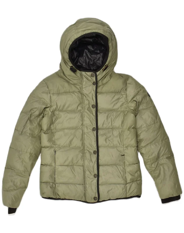 REPLAY Womens Hooded Padded Jacket UK 8 Small Khaki