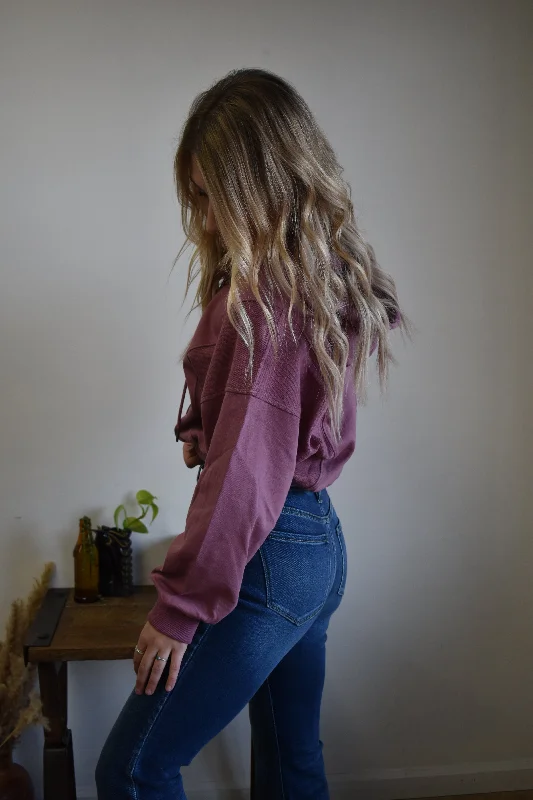 Plum Cropped Hoodie