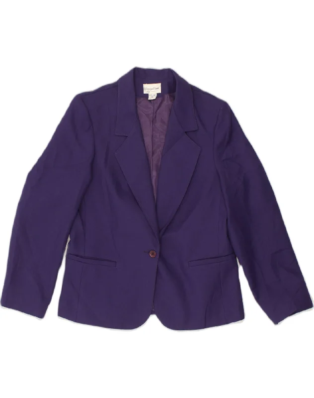 CARRIAGE COURT Womens Petite 1 Button Blazer Jacket US 12 Large Purple