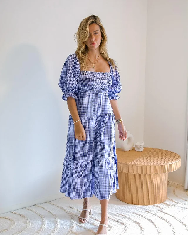 April Maxi Dress - Blue Gingham