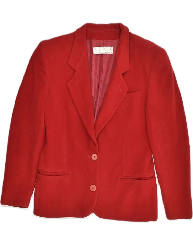 VINTAGE Womens 2 Button Blazer Jacket UK 38 Medium Red Wool